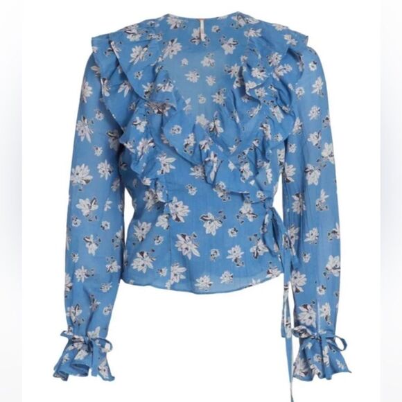 Free People Amanda Ruffle Top in Cool Combo - Picture 2 of 13